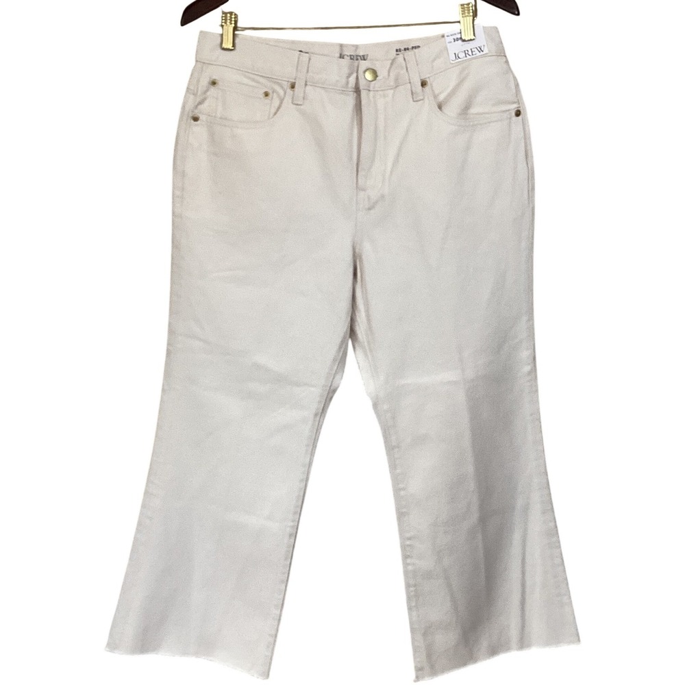 J.Crew 84 Kick Out Jeans 30P Off White Ecru High Rise Raw Hem Cropped CH706 NEW